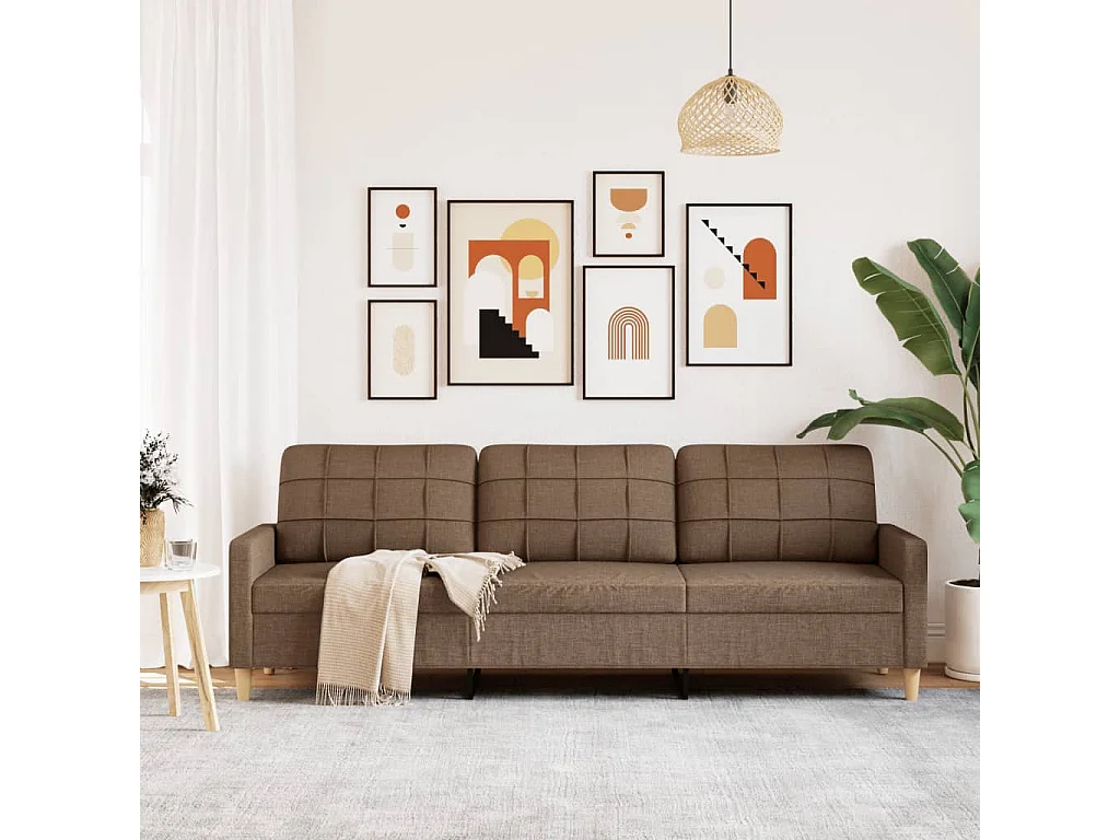 Driezitsbank 210 cm stof bruin