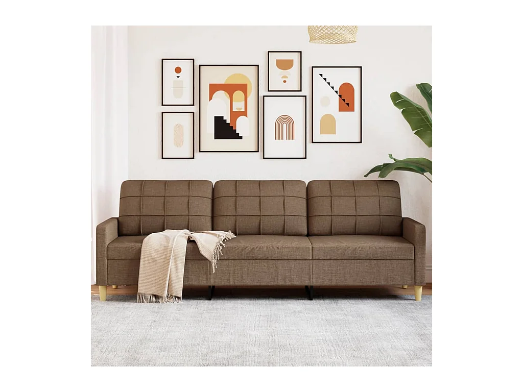 Canapé à 3 places Marron 210 cm Tissu