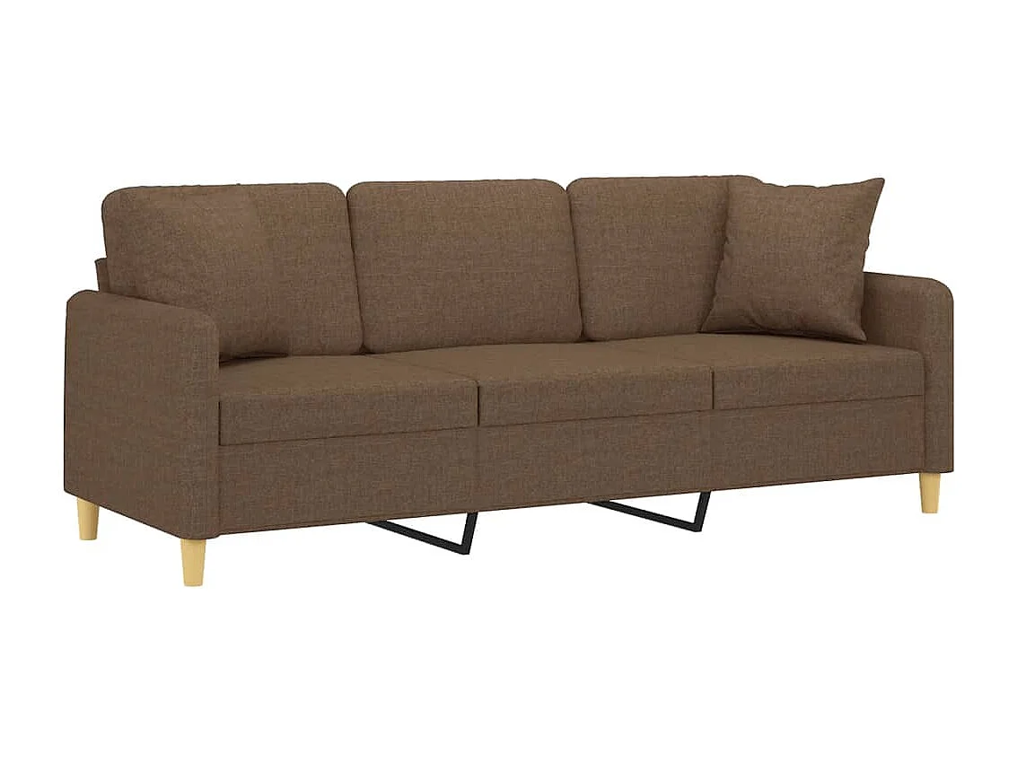 Canapé 3 places avec oreillers décoratifs marron 180 cm tissu