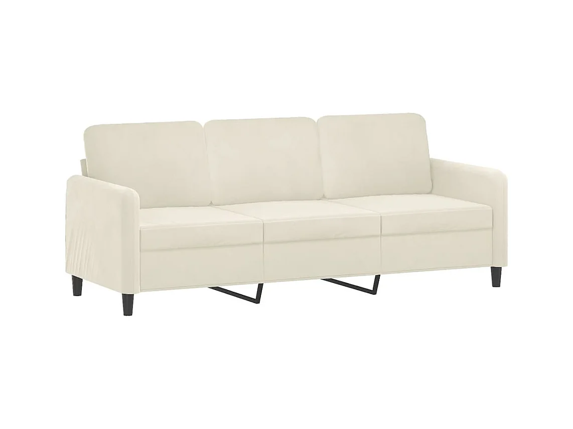 Canapé 3 places avec oreillers décoratifs crème 180 cm velours