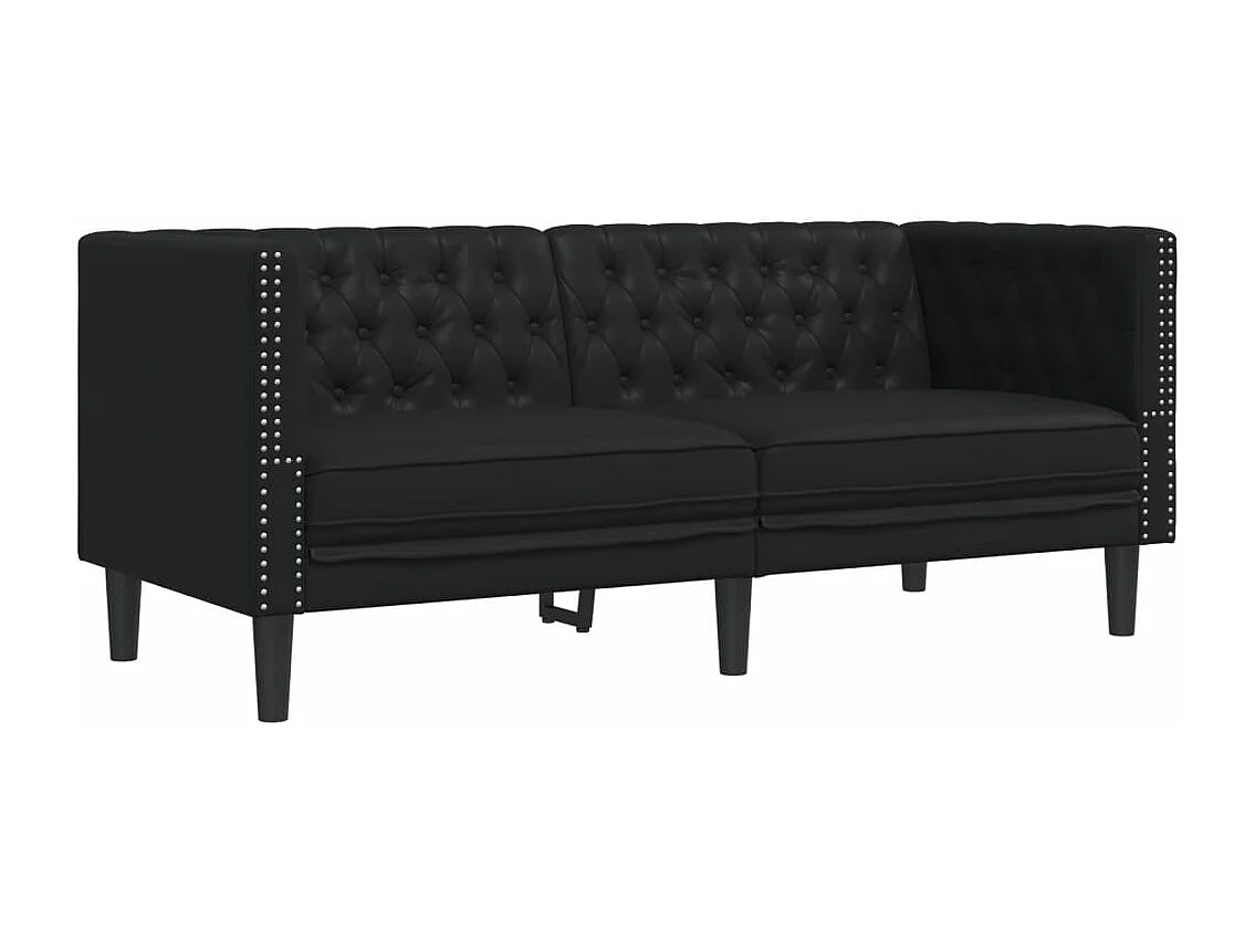 Tweezitsbank Chesterfield-stijl kunstleer zwart