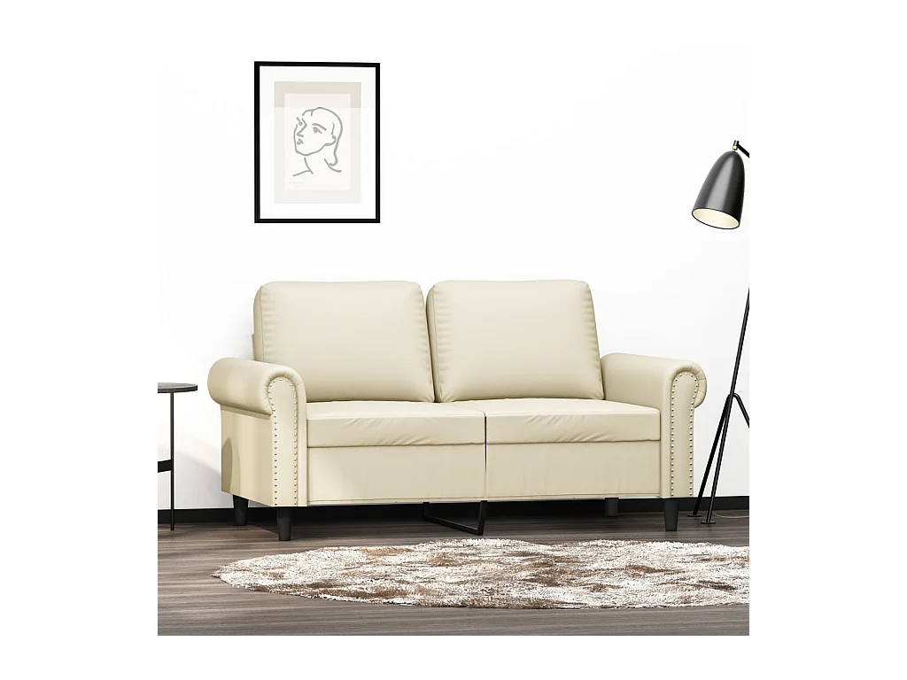 Canapé à 2 places Crème 120 cm Similicuir