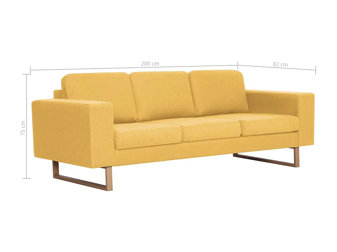 Canapé à 3 places Tissu Jaune