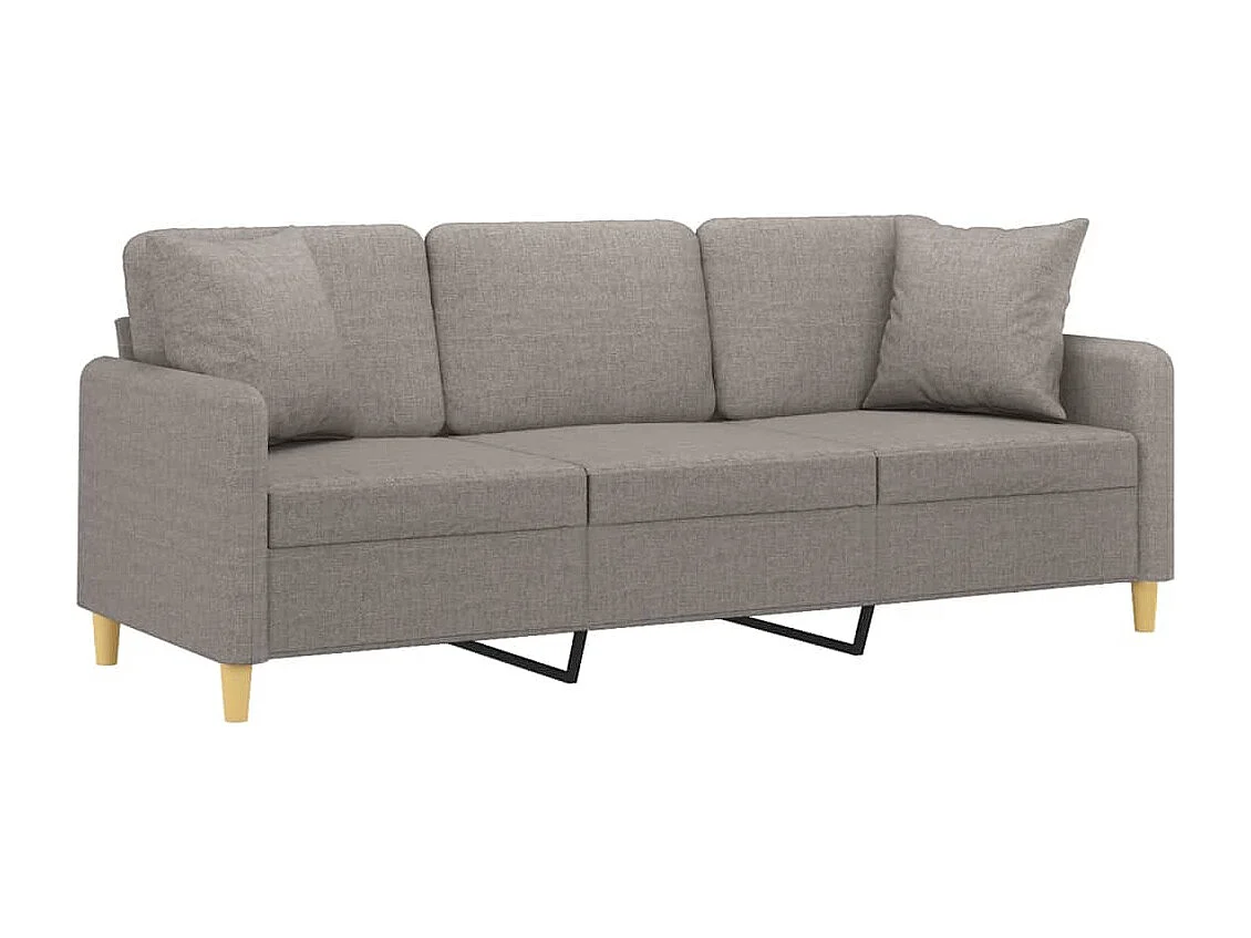 Canapé 3 places avec oreillers décoratifs taupe 180 cm tissu