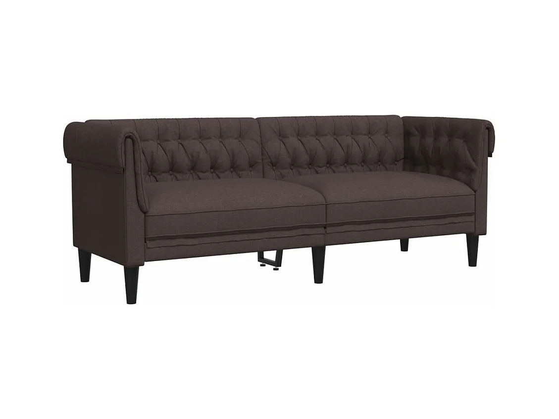 Canapé Chesterfield 3 places marron foncé tissu