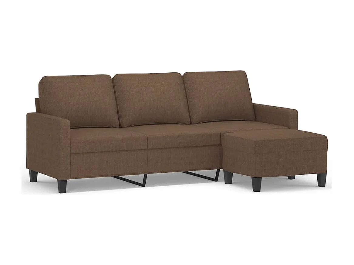 Driezitsbank met voetenbank 180 cm stof bruin