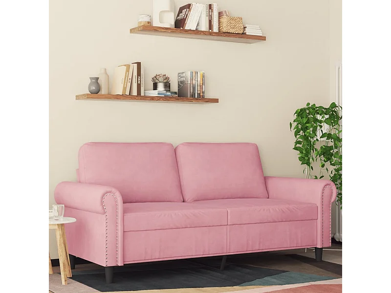 Sofá de 2 plazas terciopelo rosa 140 cm