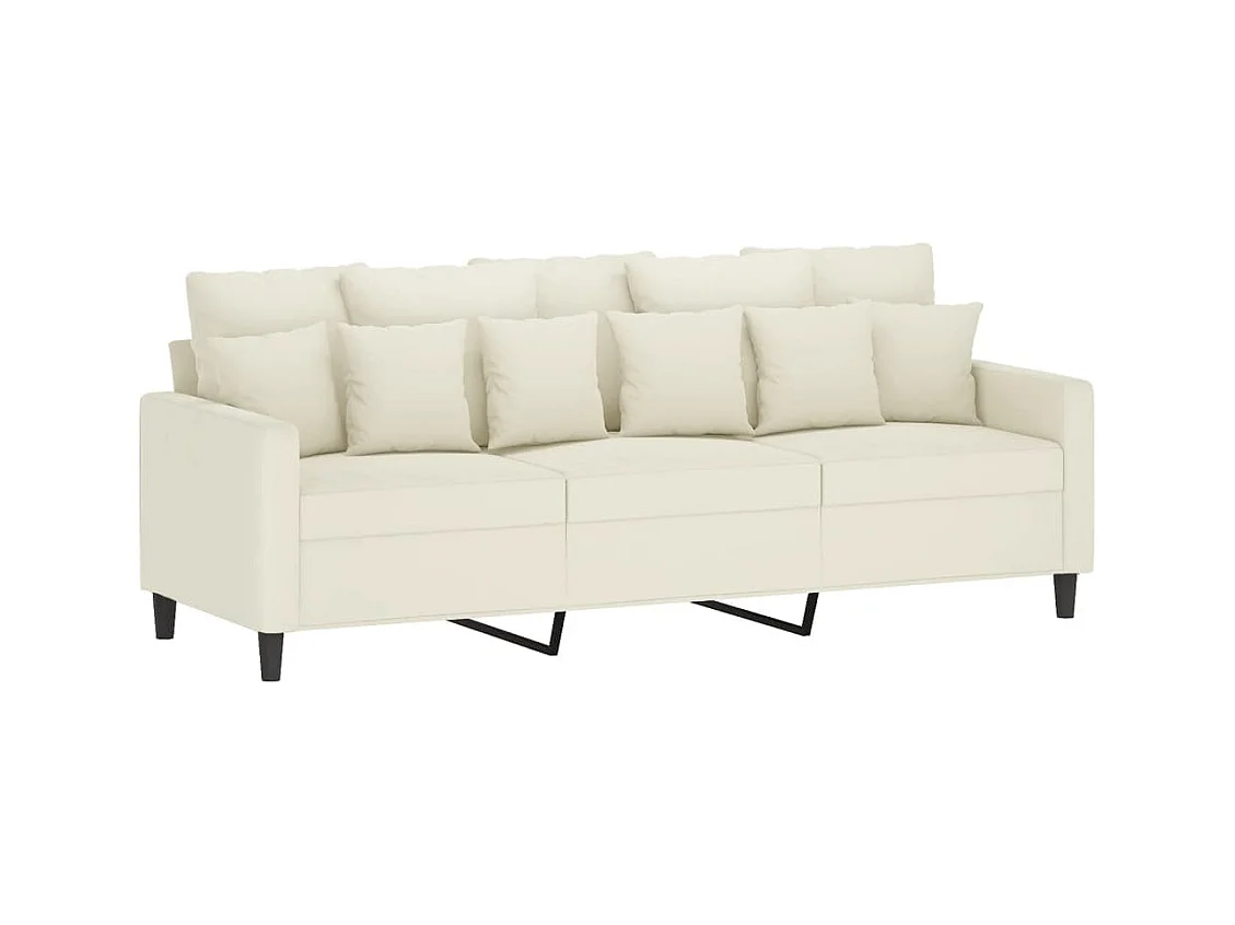Canapé à 3 places avec repose-pieds Crème 180 cm Velours