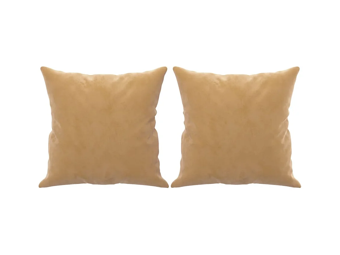 Canapé 2 places avec oreillers décoratifs brun 120 cm velours