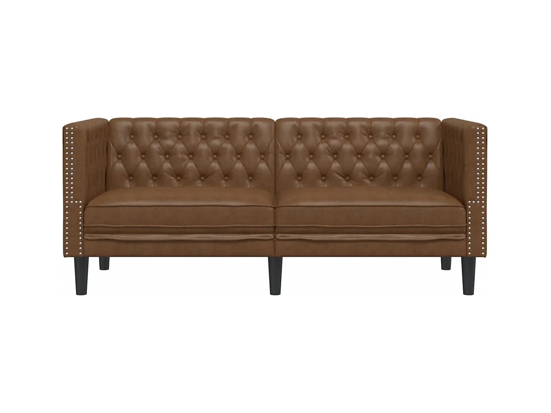Canapé à 2 places Chesterfield marron similicuir daim