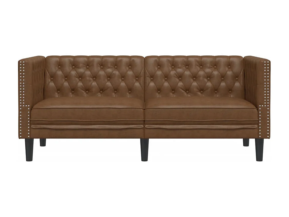 Canapé à 2 places Chesterfield marron similicuir daim