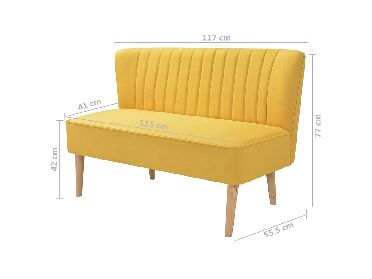 Canapé 117 x 55,5 x 77 cm Tissu Jaune