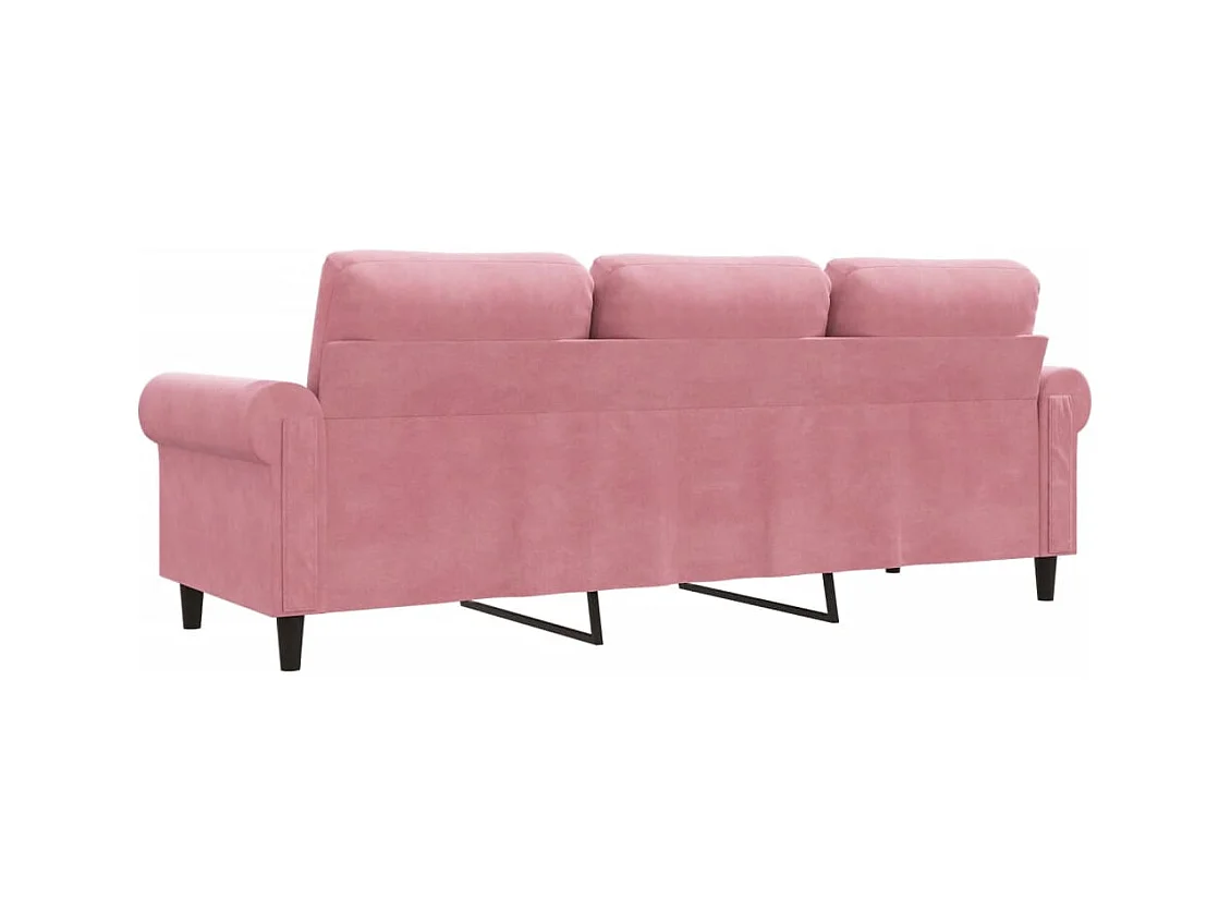 Sofá de 3 plazas terciopelo rosa 180 cm