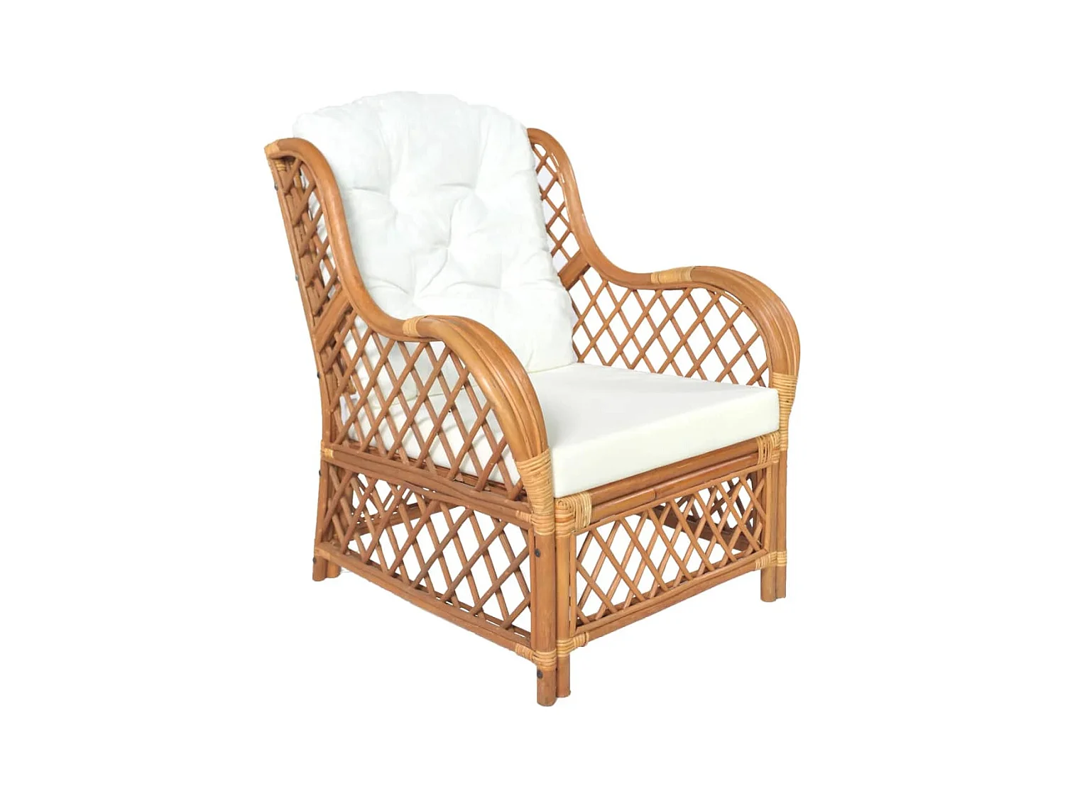 Canapé avec coussin Marron clair Rotin naturel et lin