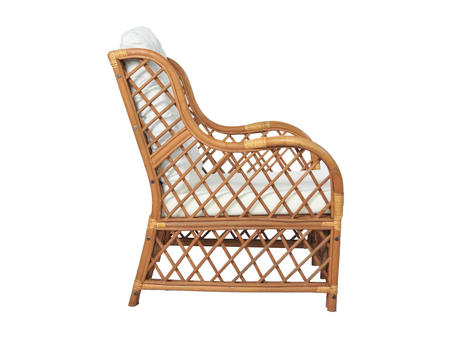 Canapé avec coussin Marron clair Rotin naturel et lin