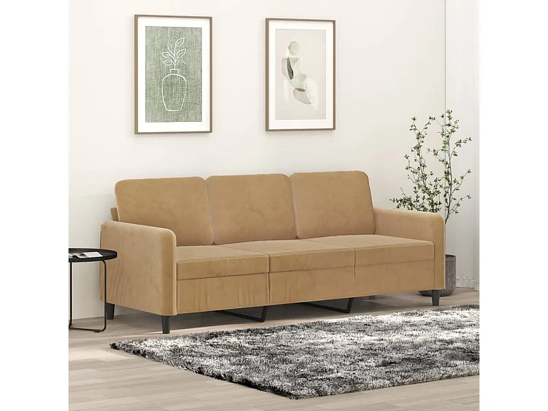 Driezitsbank 180 cm fluweel bruin