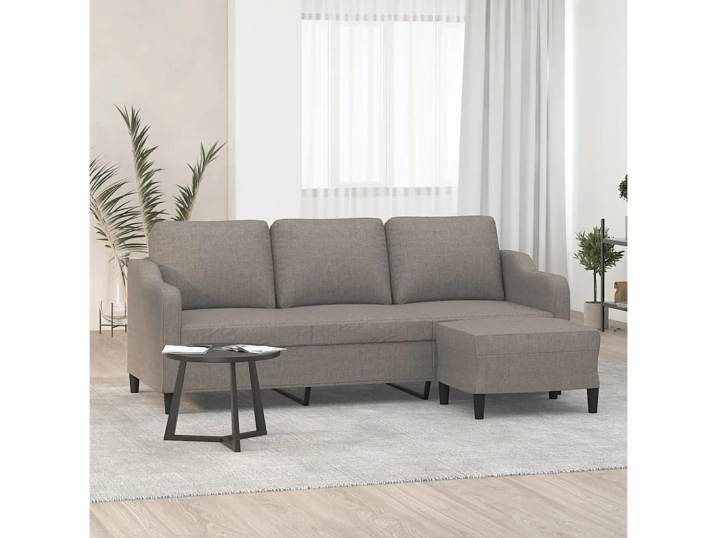 Driezitsbank met voetenbank 180 cm stof taupe