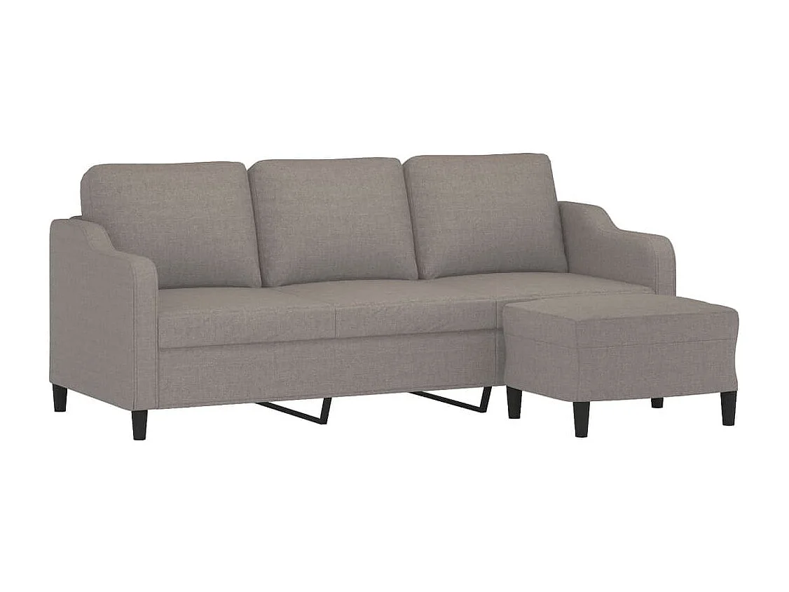 Driezitsbank met voetenbank 180 cm stof taupe