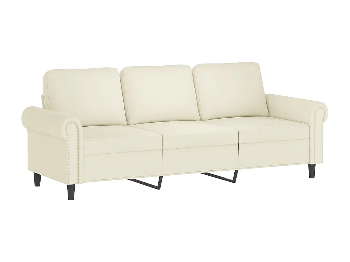 Canapé 3 places avec oreillers décoratifs crème 180 cm velours