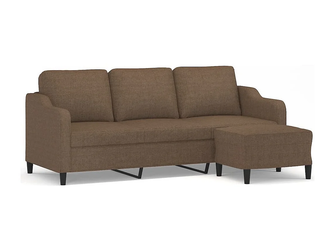 Driezitsbank met voetenbank 180 cm stof bruin