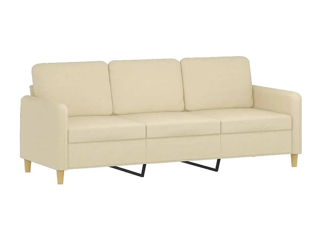 Canapé 3 places avec oreillers décoratifs crème 180 cm tissu