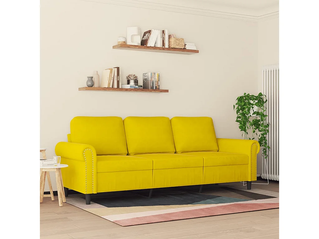 Driezitsbank 180 cm fluweel geel