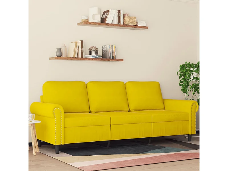 Sofá de 3 lugares 180 cm veludo amarelo