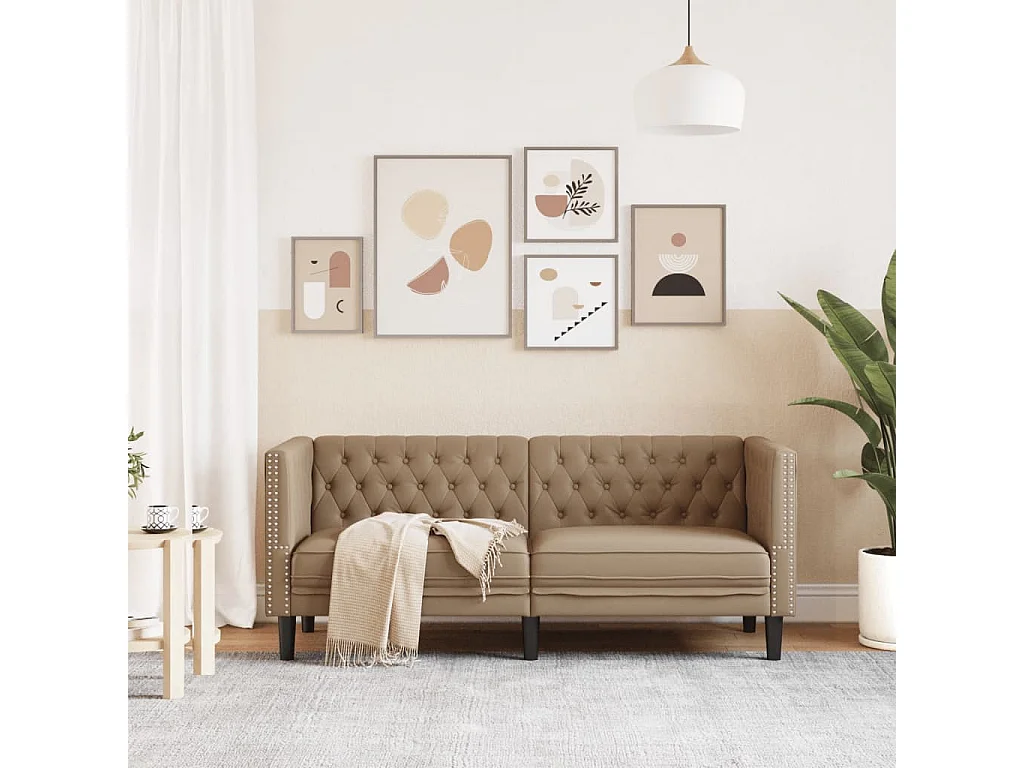 Tweezitsbank Chesterfield-stijl kunstleer cappuccinokleurig