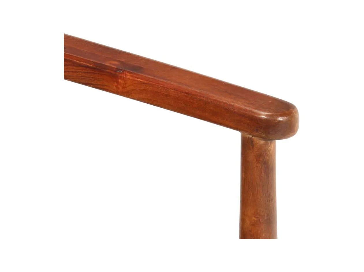 Canapé 2 places noir cuir véritable et bois d'acacia solide