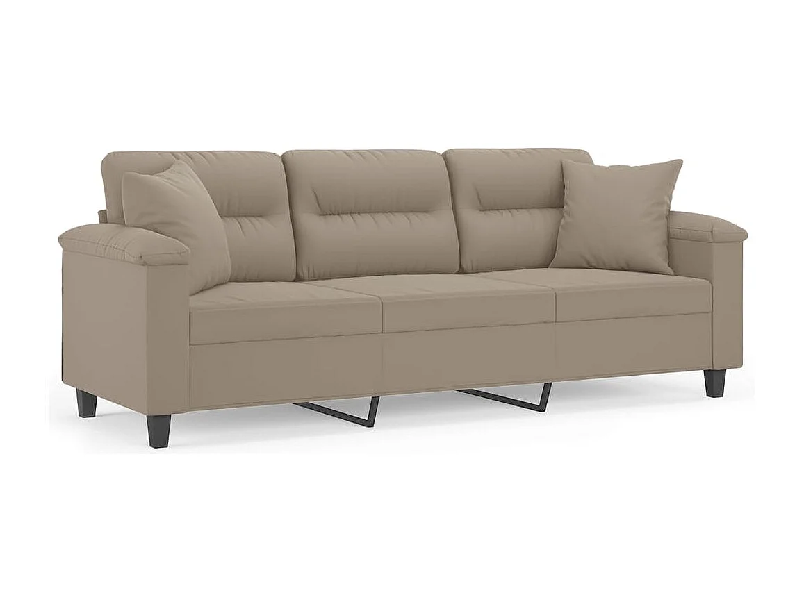 Canapé 3 places avec oreillers taupe 180 cm tissu microfibre