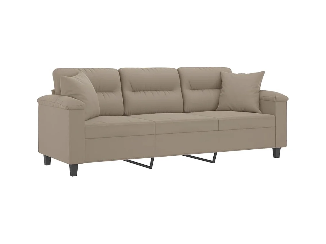Canapé 3 places avec oreillers taupe 180 cm tissu microfibre