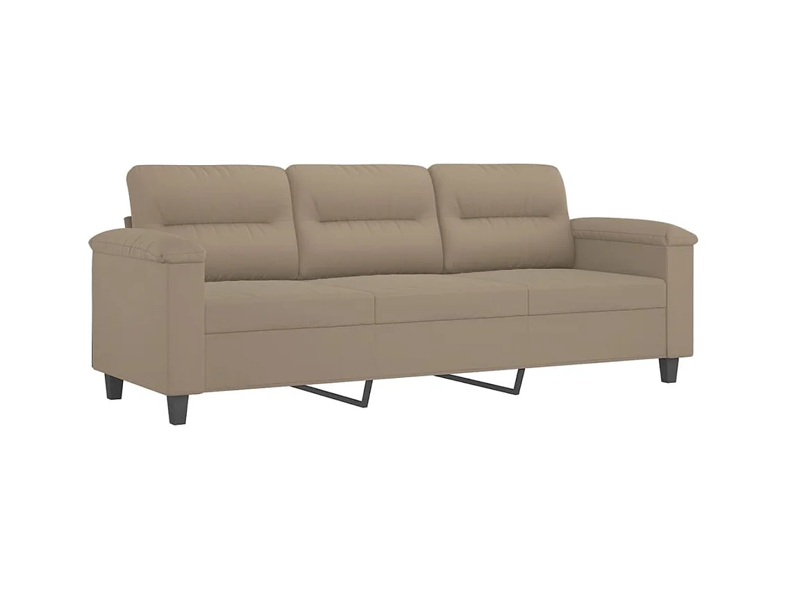 Sofá 3 lugares com almofadas 180 cm microfibra cinza-acastanhado