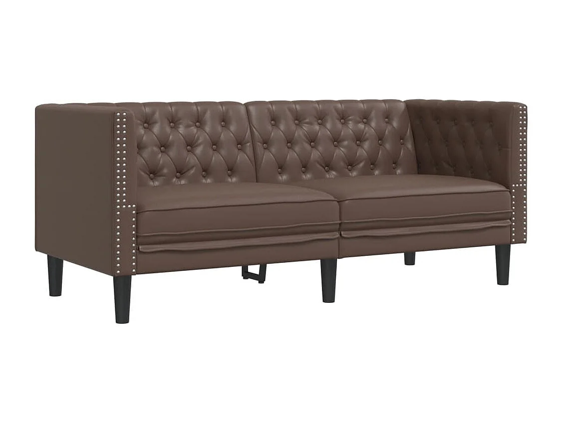 Tweezitsbank Chesterfield-stijl kunstleer bruin