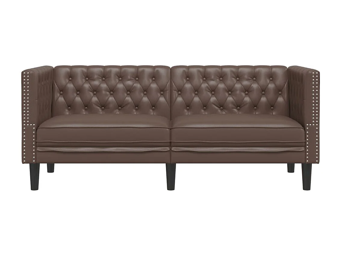 Tweezitsbank Chesterfield-stijl kunstleer bruin
