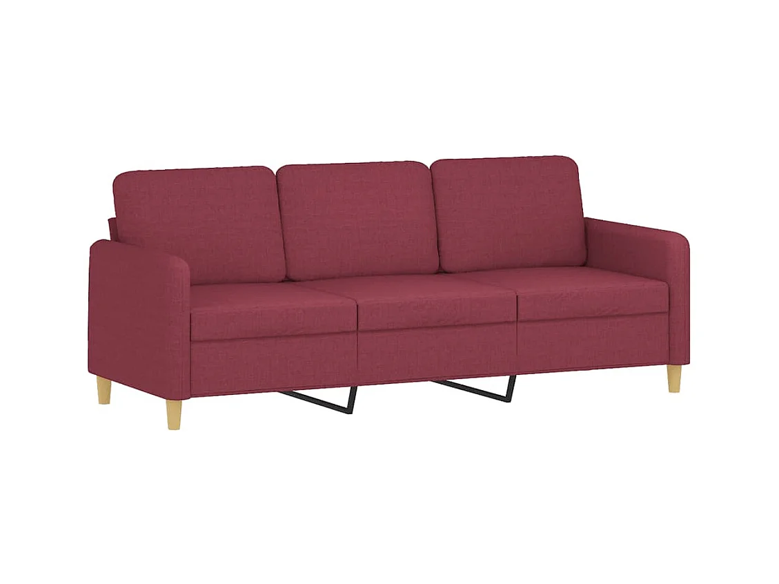 Canapé à 3 places avec repose-pieds Rouge bordeaux 180 cm Tissu