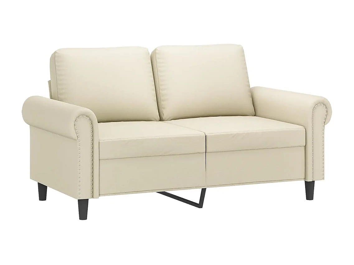 Tweezitsbank met sierkussens 120 cm kunstleer crèmekleurig