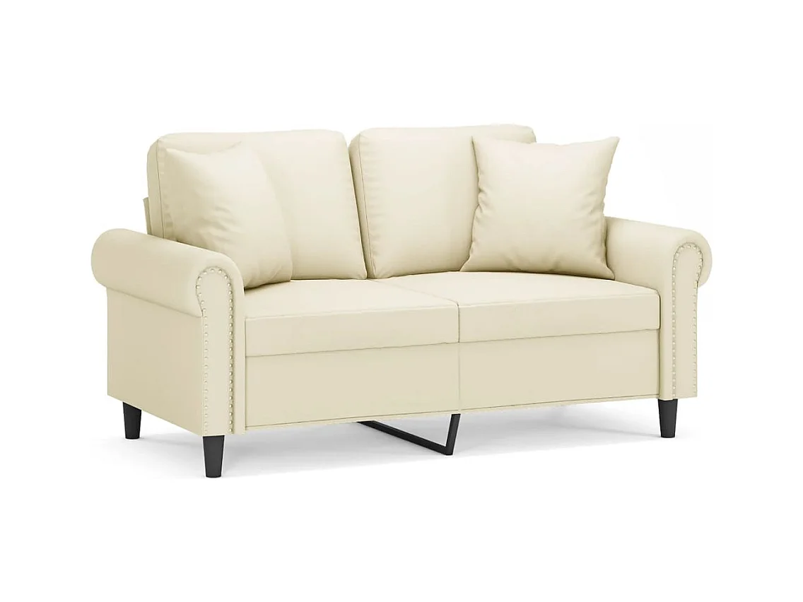 Canapé 2 places avec oreillers crème 120 cm similicuir