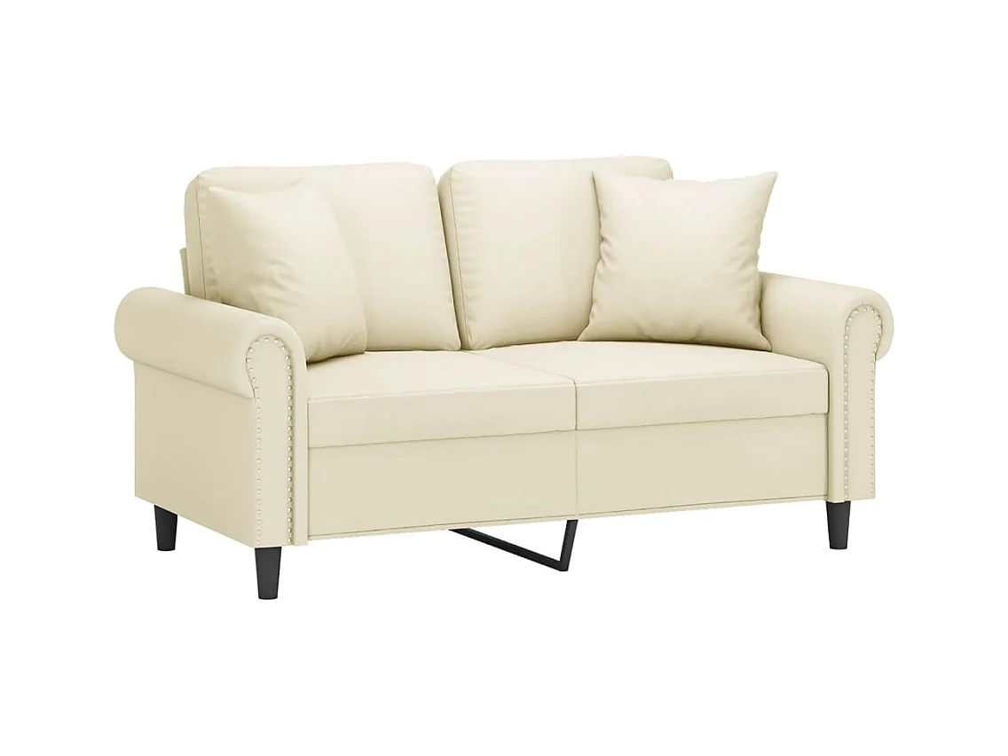 Canapé 2 places avec oreillers crème 120 cm similicuir