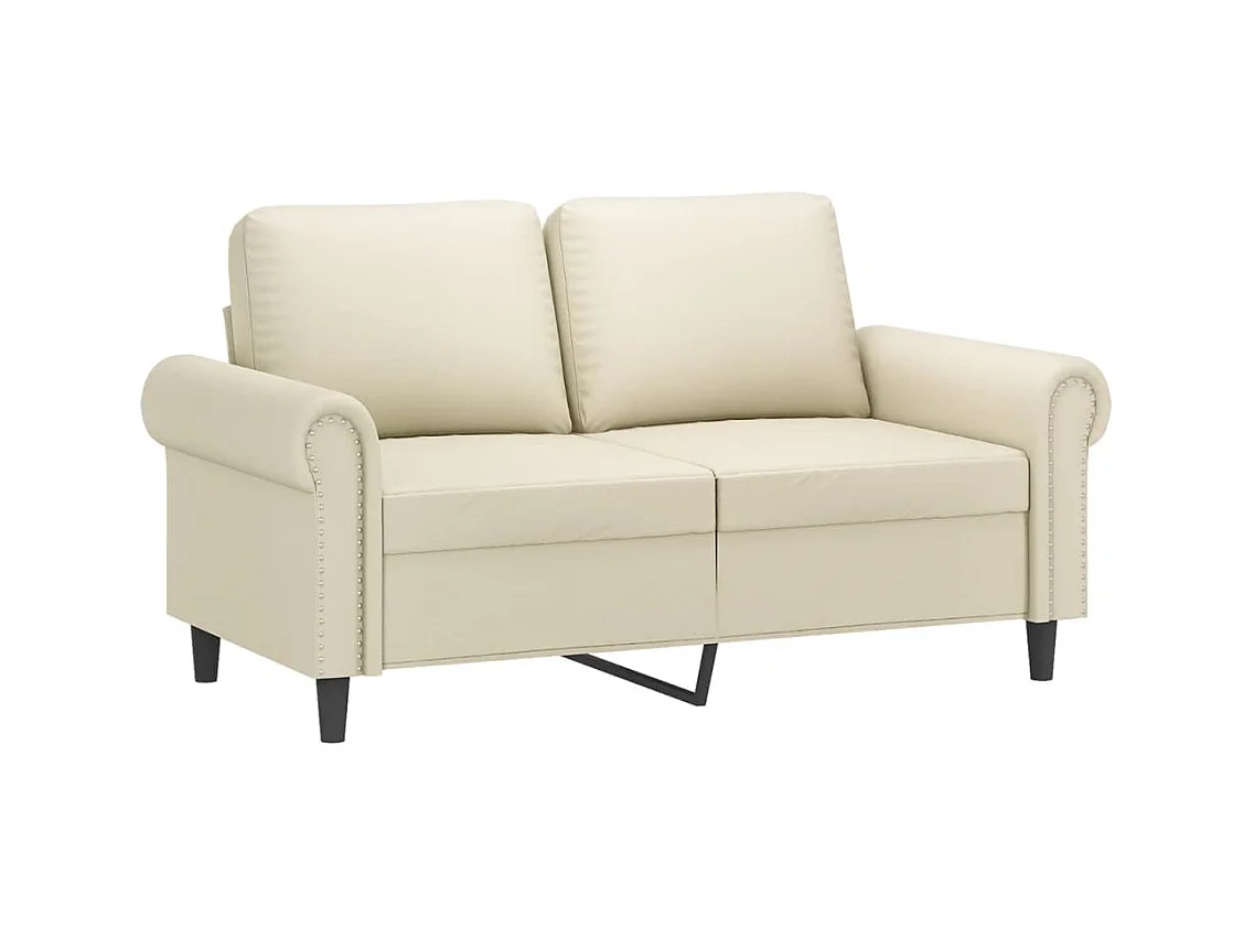 Canapé 2 places avec oreillers crème 120 cm similicuir