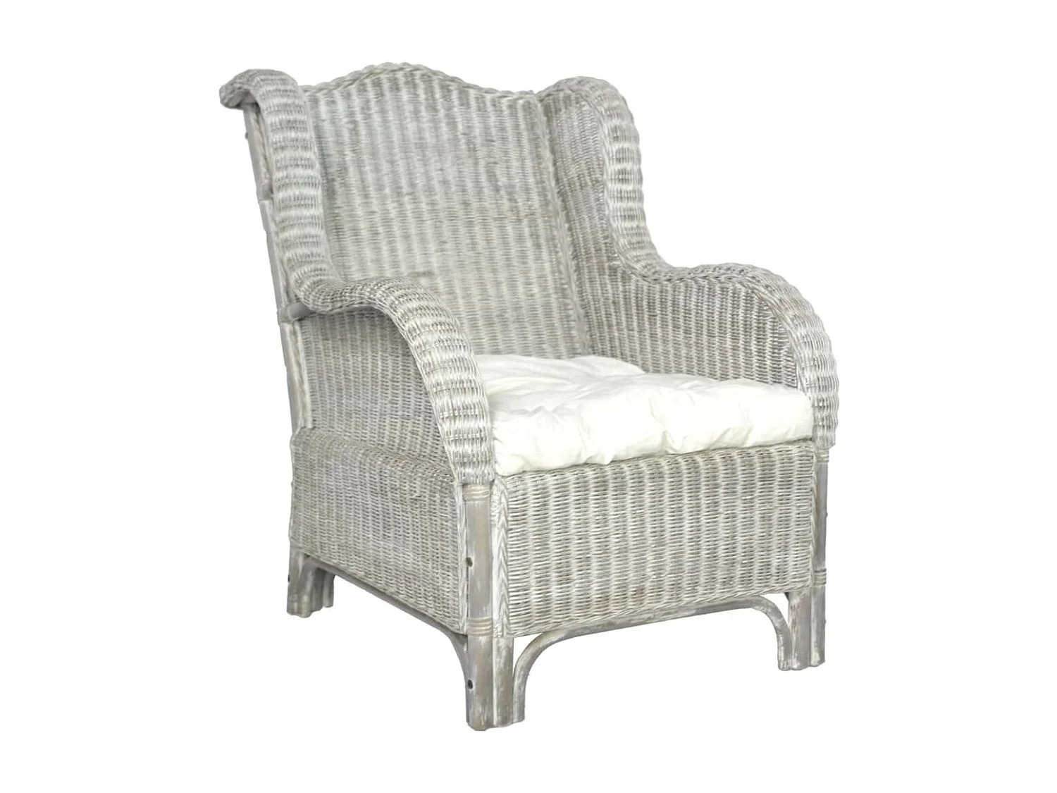 Canapé avec coussin Gris Rotin naturel et lin