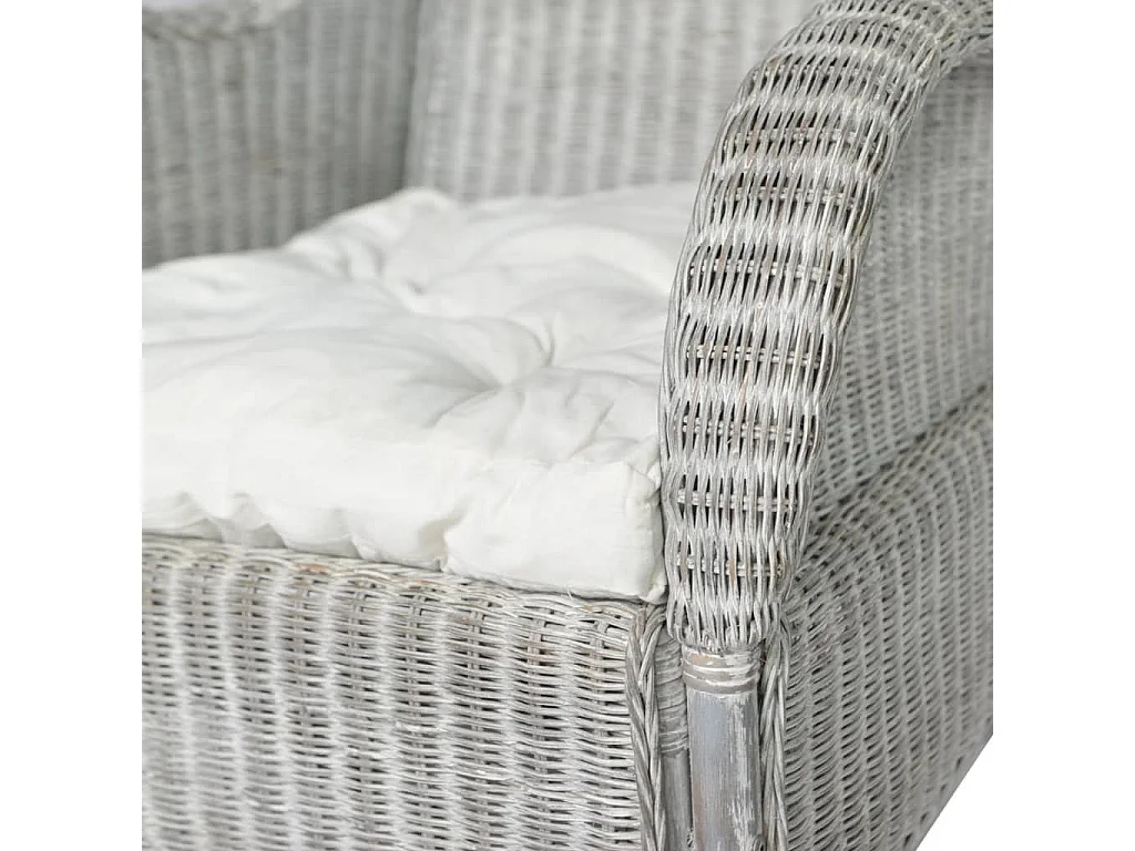 Canapé avec coussin Gris Rotin naturel et lin