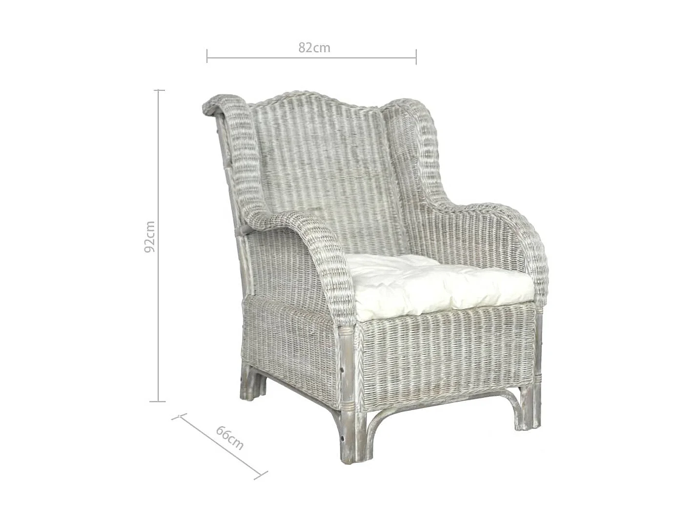 Canapé avec coussin Gris Rotin naturel et lin