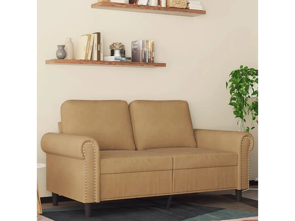 Tweezitsbank 120 cm fluweel bruin