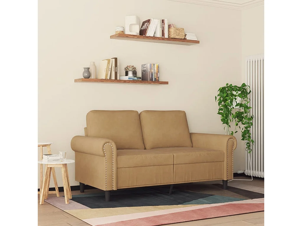 Canapé à 2 places Marron 120 cm Velours