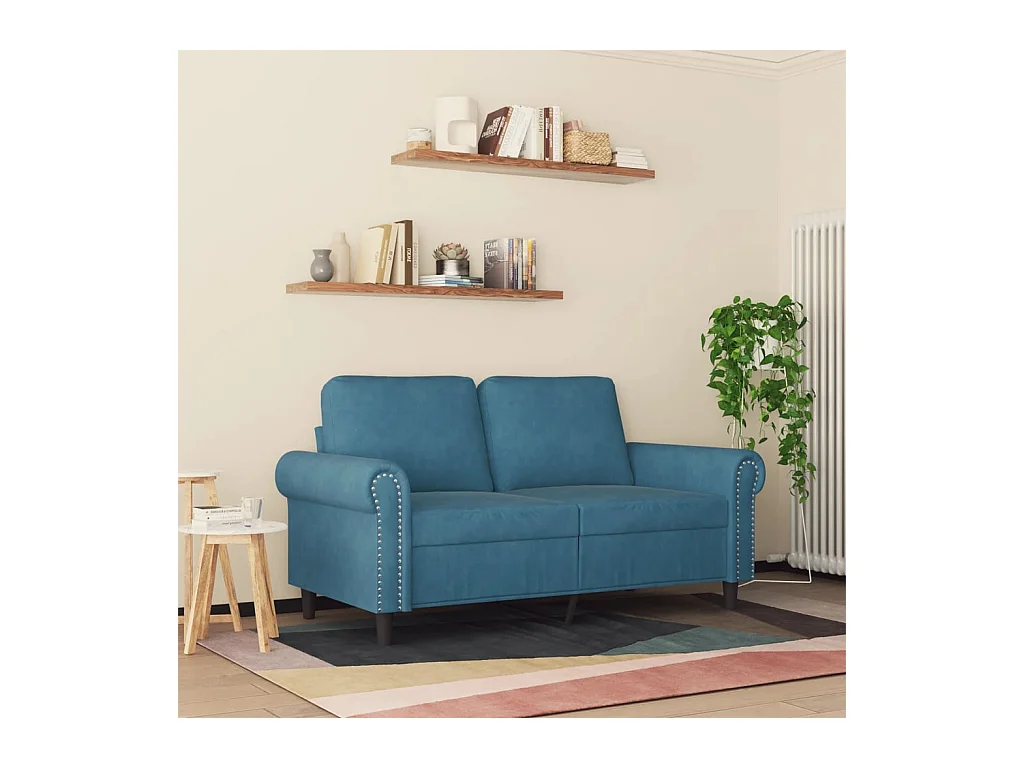 Canapé à 2 places Bleu 120 cm Velours