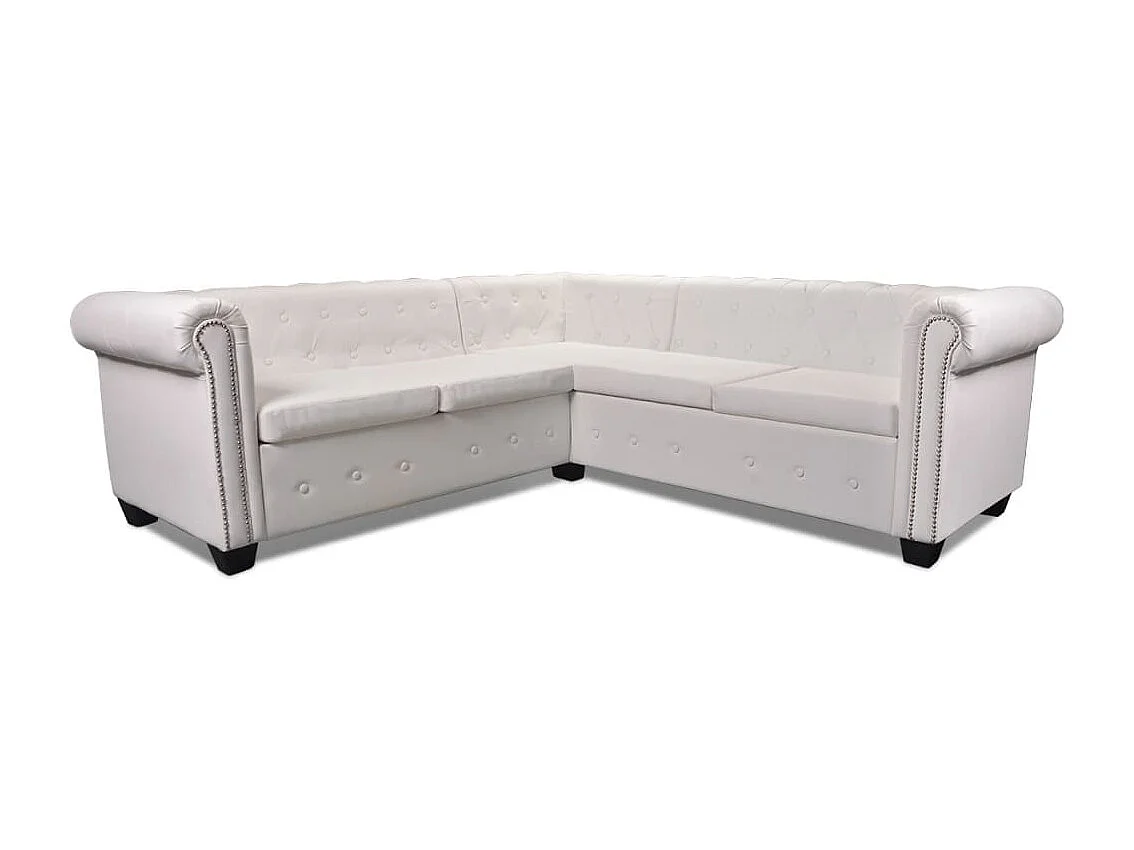 Canapé d'angle Chesterfield 5 plc Cuir artificiel Blanc