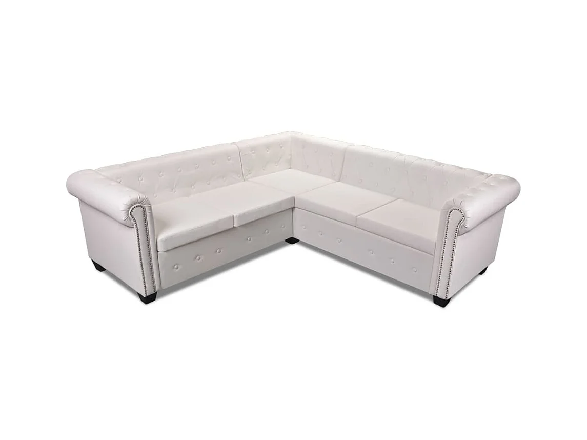 Canapé d'angle Chesterfield 5 plc Cuir artificiel Blanc