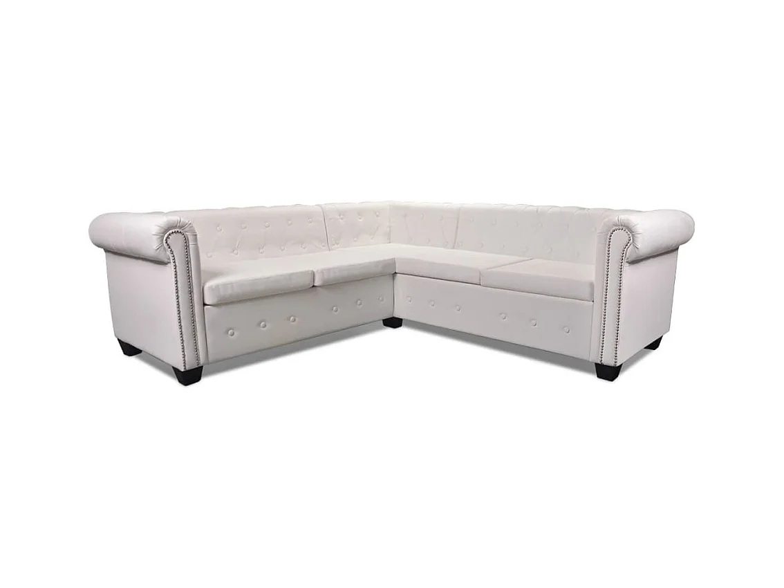Canapé d'angle Chesterfield 5 plc Cuir artificiel Blanc