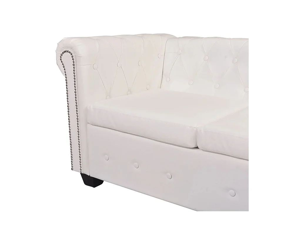 Canapé d'angle Chesterfield 5 plc Cuir artificiel Blanc