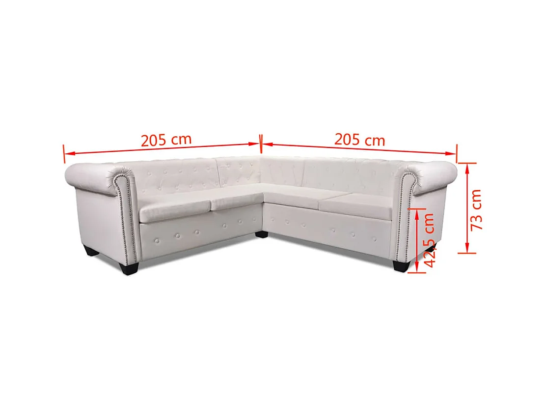 Canapé d'angle Chesterfield 5 plc Cuir artificiel Blanc